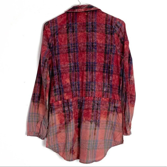 Handmade Light Weight Plaid Custom Tunic Button Down Shirt Red XS Womens Flannel - Picture 2 of 13